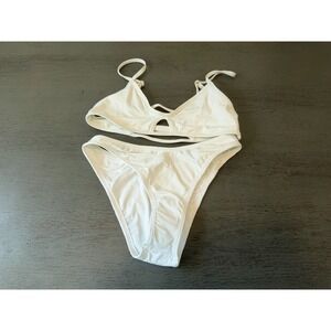 MISSING LABEL bitsy cut NEW white  L SPACE two piece swimsuit bikini size small